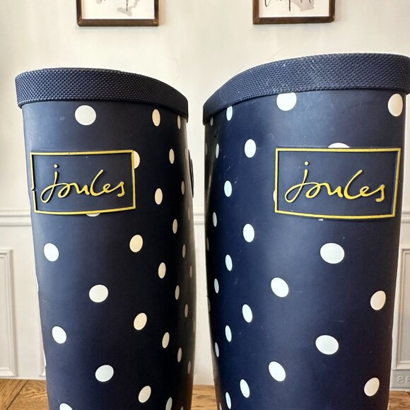 Joules Wellies Tall Rain Boots Womens Size 9 - Navy with White Polka Dots - NWT - Picture 11 of 11